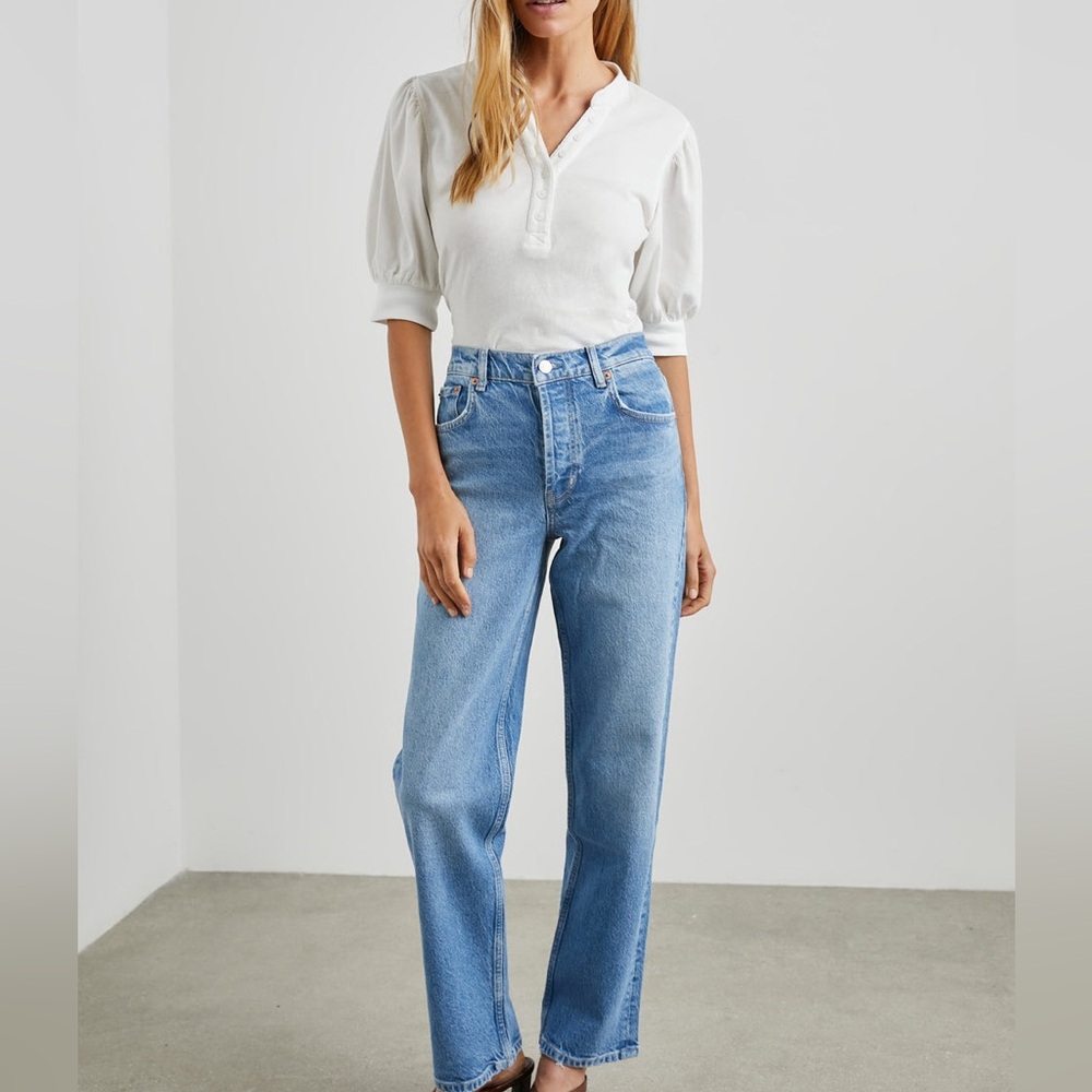 Rails Cotton Jewel button up top in white